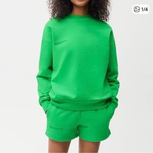 SET !! Pangaia Green Crewneck short set
